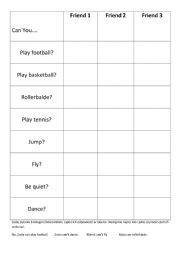 English Worksheet: can cant vocabulary speaking task