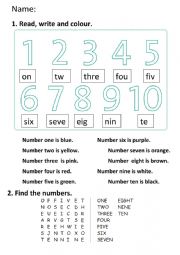Numbers from 1 to 10