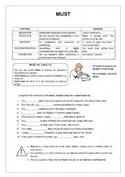 English Worksheet: Must 