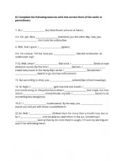 English Worksheet: Verb Tense Review