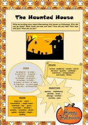 English Worksheet: Guided Writing: Scary Halloween Story 