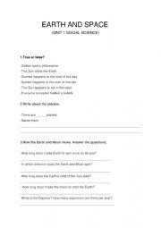 English Worksheet: Earth and Space