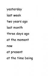 Past and Present Adverbs of Time