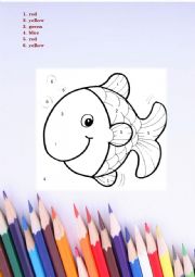 English Worksheet: Color the fish