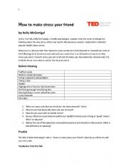 English Worksheet: How to make stress your friend by Kelly McGonigal Ted Talk