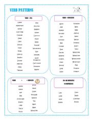 English Worksheet: VERB PATTERNS