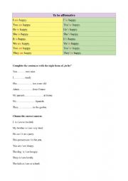 English Worksheet: to be affirmative