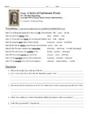 English Worksheet: A Series of Unfortunate Events