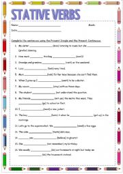 English Worksheet: test : stative verbs