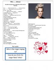 English Worksheet: Song 