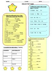 English Worksheet: test paper 5th grade students
