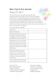 English Worksheet: New Years Eve abroad