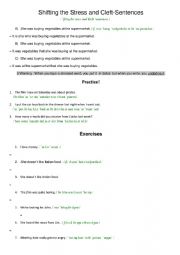 English Worksheet: Shifting the Stress and Cleft-Sentences