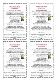 English Worksheet: Three little bird by Bob Marley