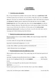 English Worksheet: Consolidatio 9th form module 1