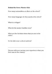 English Worksheet: Behind the News: Mentor Kids