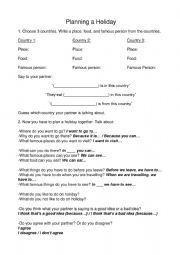 English Worksheet: Planning a Holiday (Elementary)