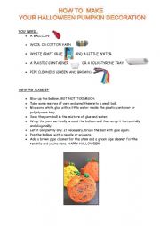 English Worksheet: MAKE A PUMPKIN DECORATION FOR HALLOWEEN