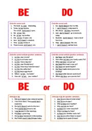 English Worksheet: Be or Do