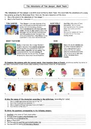 English Worksheet: Tom Sawyer characters (updated)