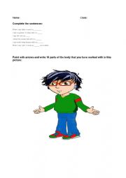 English Worksheet: Activities parts of the body