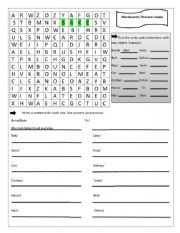 English Worksheet: Wordsearch/present simple