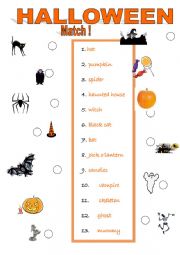 English Worksheet: HALLOWEEN matching