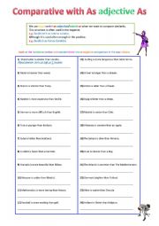 English Worksheet: Negative adjective comparison 