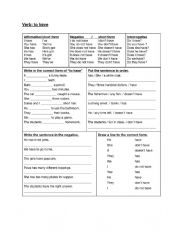 English Worksheet: Verb: to have (got)