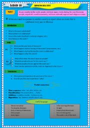 English Worksheet: Reporting and event or celebration 