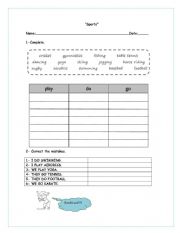 English Worksheet: Do, go or play