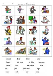 jobs (picture and name matching worksheet