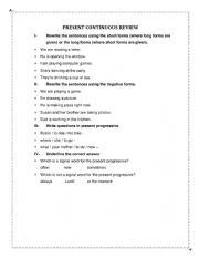English Worksheet: PRESENT CONTINUOUS REVIEW