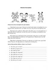 English Worksheet: Monster description