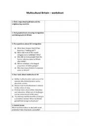 English Worksheet: Multicultural Britain