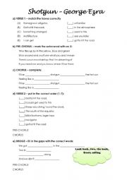 English Worksheet: Shotgun - George Ezra