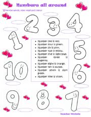 English Worksheet: Numbers all around