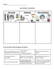 English Worksheet: Authors Purpose