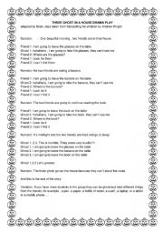 English Worksheet: Three Ghost in a a house drama play