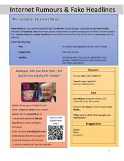 English Worksheet: Internet Rumours and Fake Headlines