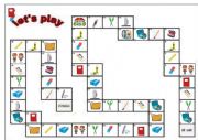 English Worksheet: School supplies (boardgame)