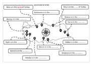 English Worksheet: Locations of cities in Turkey worksheet