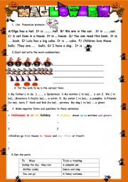 English Worksheet: Halloween Fun for kids  2 PAGES!