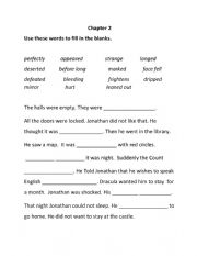 English Worksheet: Dracula Chapter 2 Sentence Frames