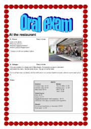 English Worksheet: At the restaurant_Candidate B