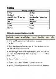 English Worksheet: family members 7th form
