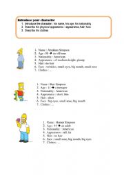 English Worksheet: The Simpsons characters