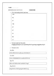 English Worksheet: a b c d e f g h i revision and homwork