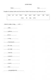 English Worksheet: Action verbs