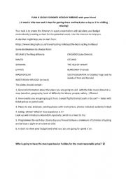 English Worksheet: Planning a bike tour- a webquest